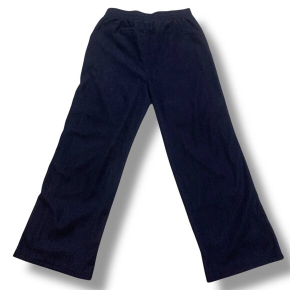 Halara Women’s Pants Blue Corduroy Sz L- Tall Elastic Waist Wide Legs Comfort Lo - Picture 7 of 11